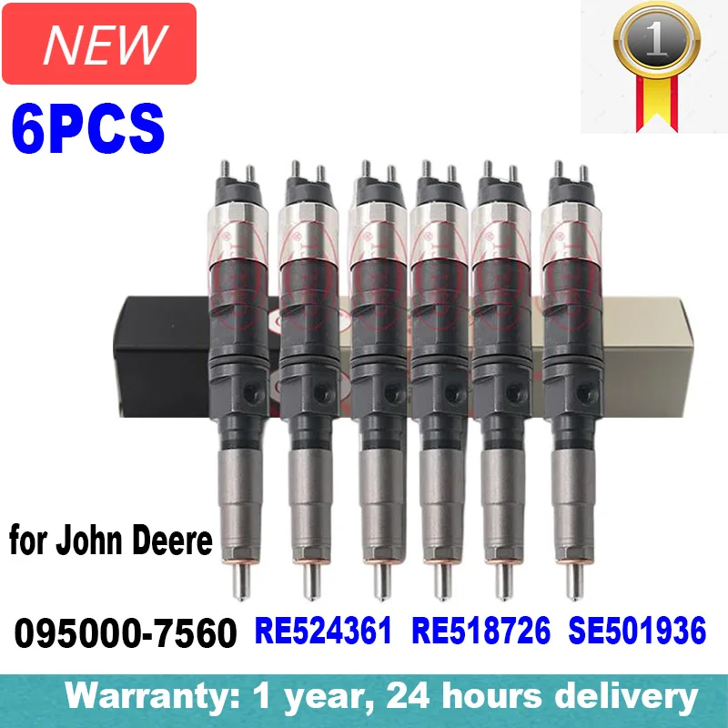 

7560 for Diesel John Deere 0950007560 095000-7560 New Genuine Fuel Injector 6pcs