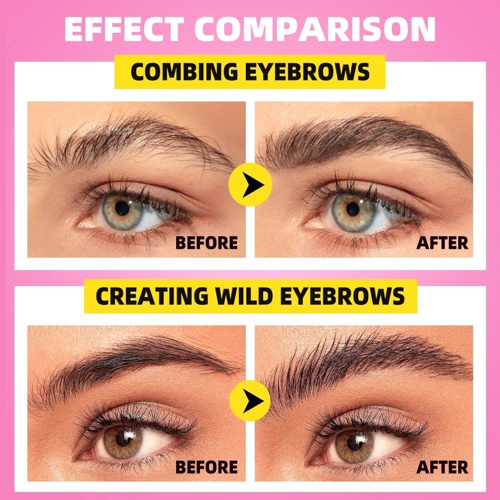 QIBEST New Design Comb-shaped Brush Head Transparent Eyebrow Styling Gel Lasting Fixing Clear Eyebrow Styling Cream Cosmetics