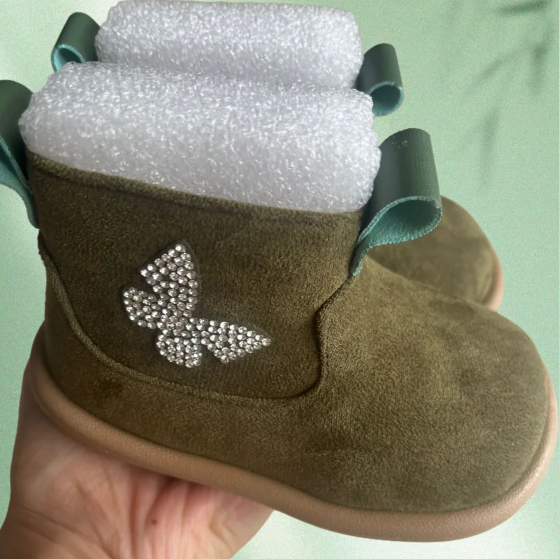 

Autumn Winter Girls Short Boots Fashion Sequins Butterfly Antiskid Baby Girl Shoes Oxford Suede Children Kids Ankle Boots