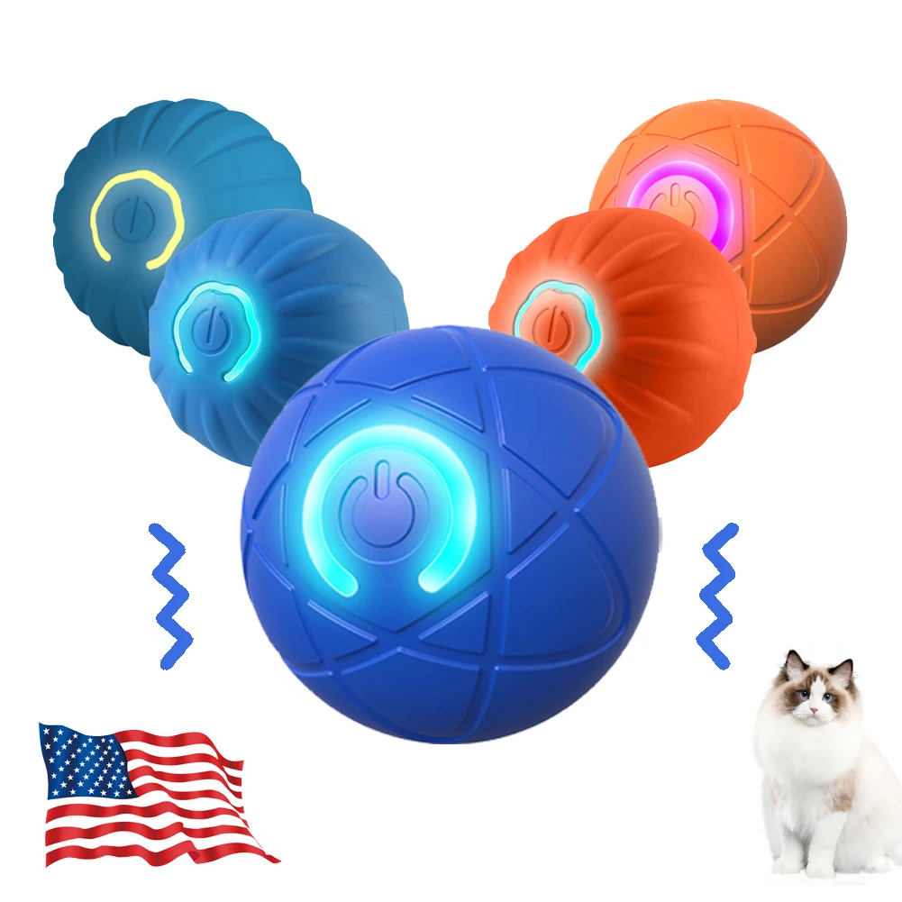 Interactive Cat Ball Toy Automatic Moving Ball Toy for Indoor Cat Kitten Smart Anti-Depression Pet Toy Fun Gift with Light