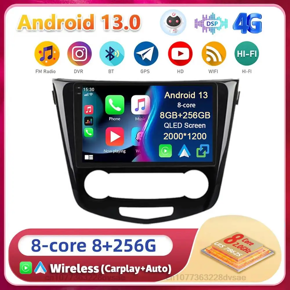 

Android13 wireless Carpaly Car Radio For Nissan Qashqai J11 X-Trail Xtrail T32 Rogue Dualis 2013-2021 Support Player Auto Stereo