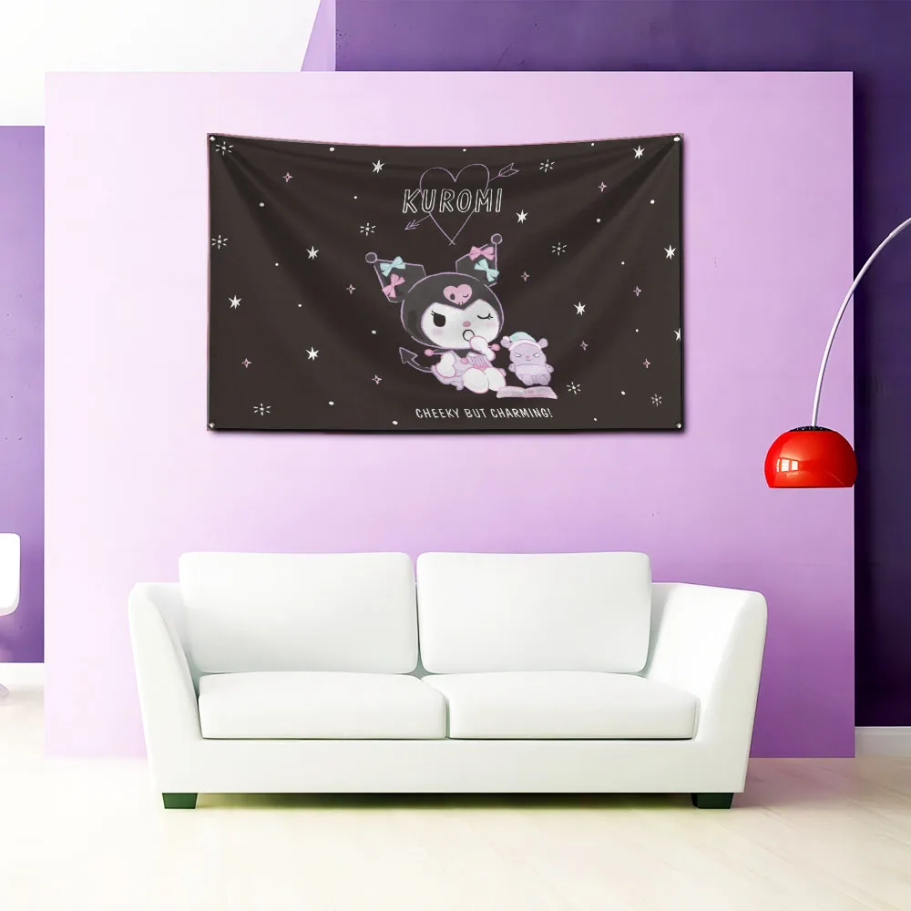 90X150cm Cartoon Cute kuromis Flag Poliestrowa drukowana dekoracja pokoju dziewczęcego lub wewnętrzny baner gobelinowy