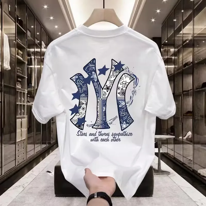 Korean-style casual crew neck short-sleeve T-shirt for men, versatile trendy luxury stylish men's apparel