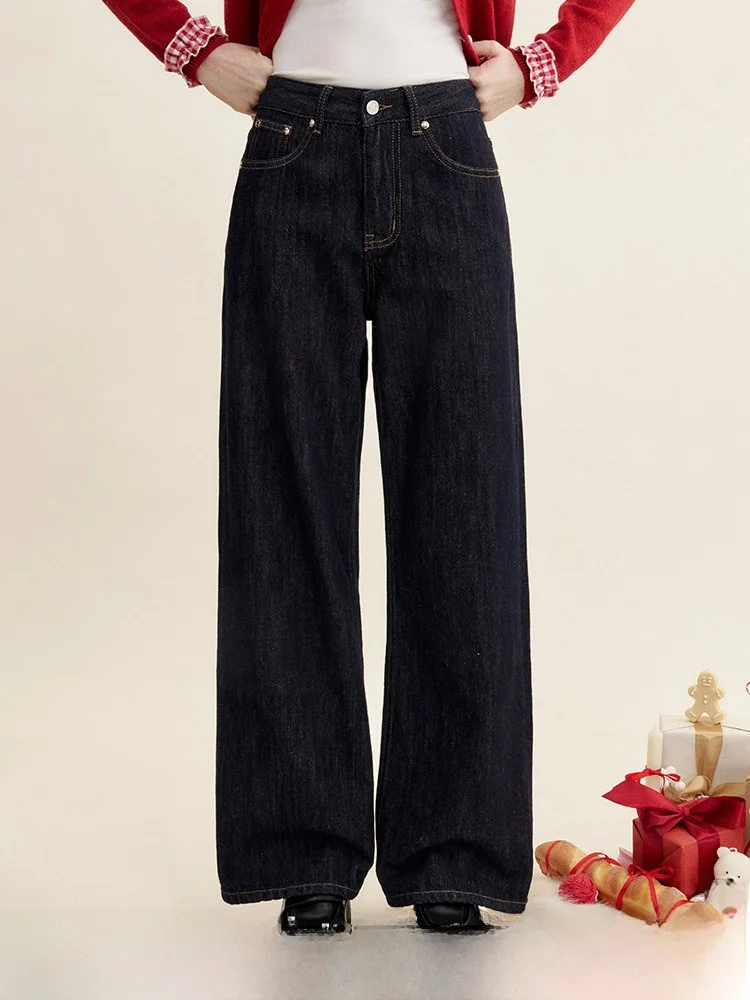 

Джинсы Kroche с высокой талией, широкими штанинами и вышивкой в виде пятилепесткового цветка, повседневные, из эластичного хлопкового денима, для женщин