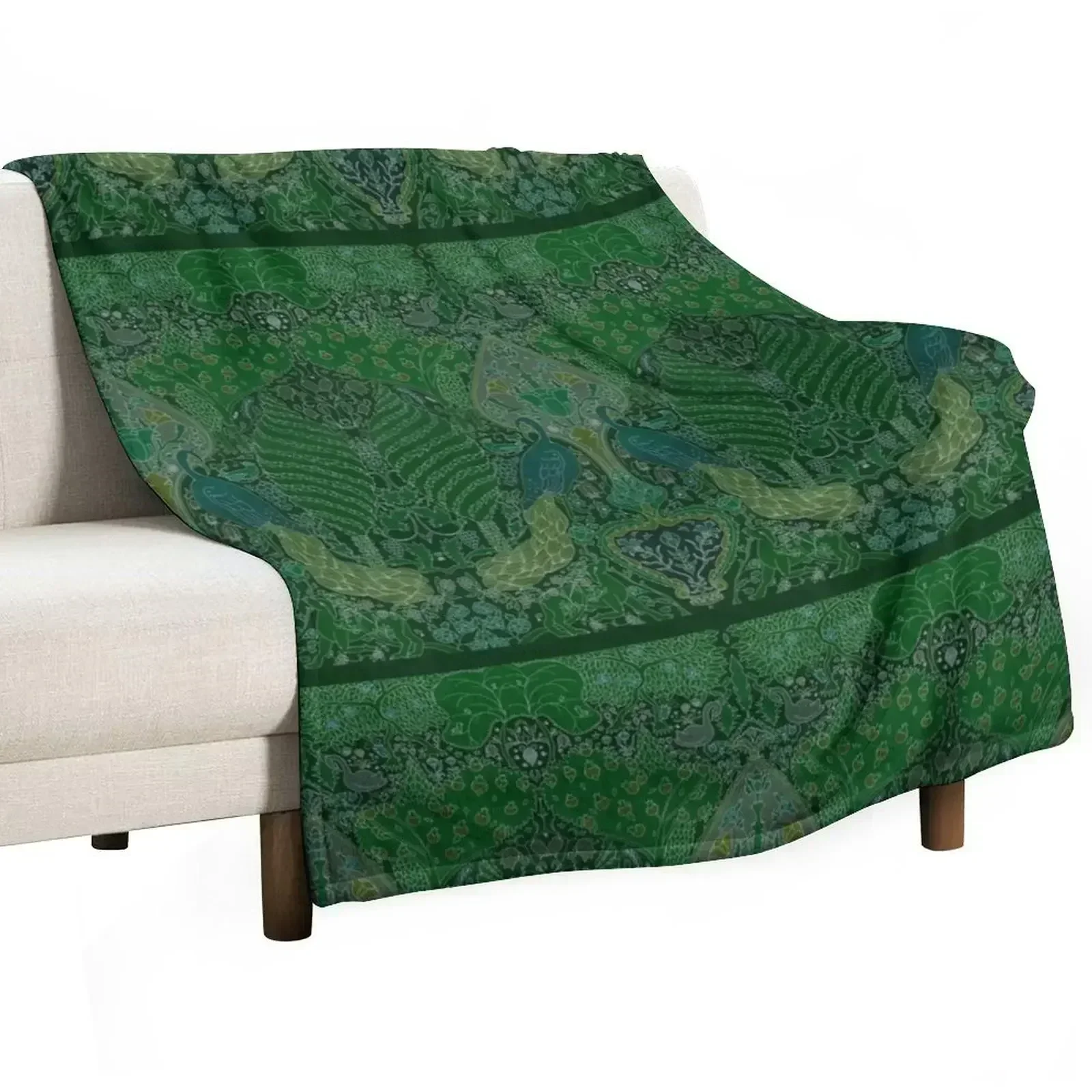 Peacock Art Deco/Art Nouveau in Arsenic Green Throw Blanket Luxury Throw Extra Large Throw christmas gifts Blankets