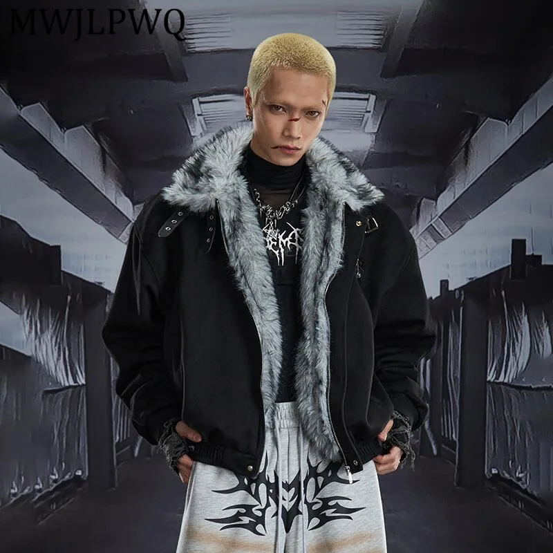 

Мужская новая уличная куртка MWJLPWQ из плотного хлопка, с воротником-стойкой, отложным воротником, поясом, свободного кроя, с длинными рукавами, утолщенная, повседневная, модель 12994