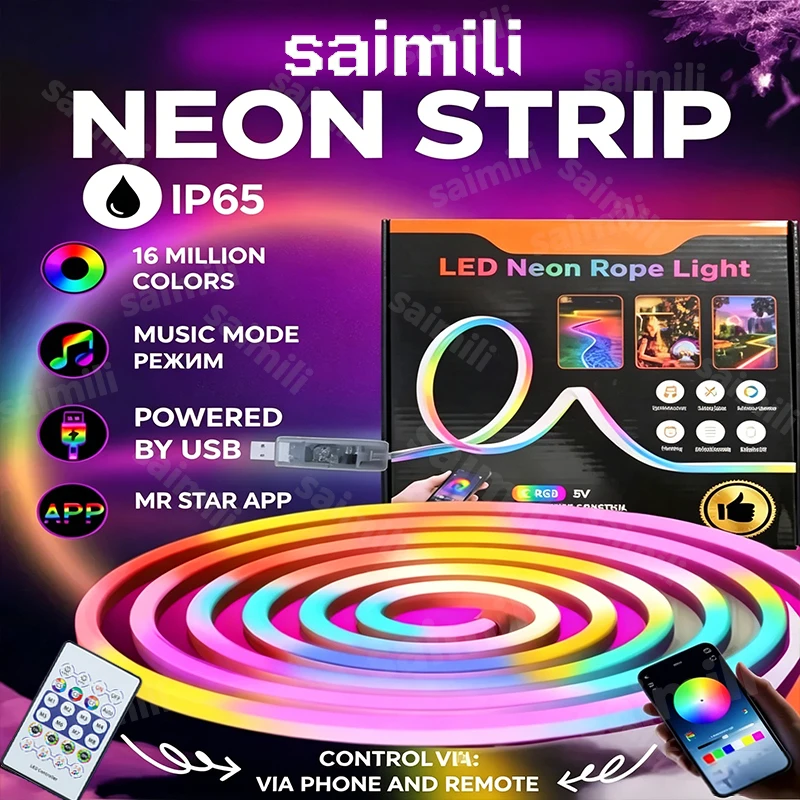 

Smart Bluetooth Colorful RGB LED Strip Neon Light 1M 2M 3M 5M With 5V USB Remoter LED Dimmer Night Room Table Cabient Lamp Decor
