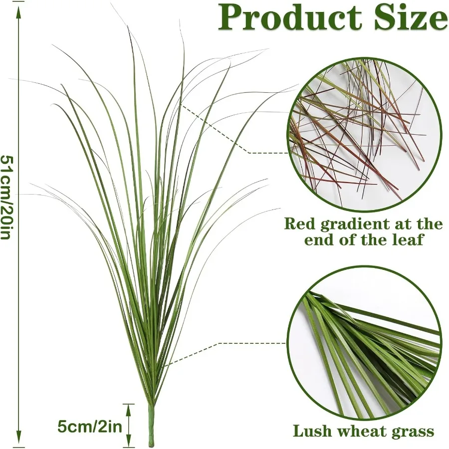 نباتات العشب الاصطناعي في الهواء الطلق 20 حزم عشب القمح المزيف مقاومة للأشعة فوق البنفسجية شجيرات صناعية نبات البصل الأخضر العشب الاصطناعي #4
