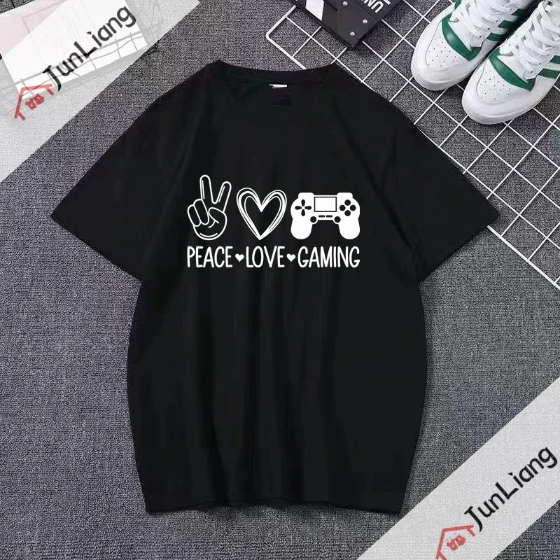 Peace Love And Gaming quote gamer and slogan Funny  Gamer Gaming T-shirts for Men Y2k Mens T Shirts