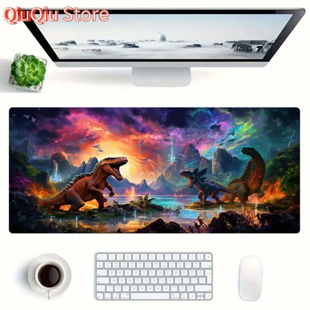 Großes Dinosaurier-Gaming-Mauspad, 900 x 400, rutschfeste, kühlende Schreibtischunterlage für Büro und Gamer, stilvolles, langlebiges Tastaturpad-Zubehör