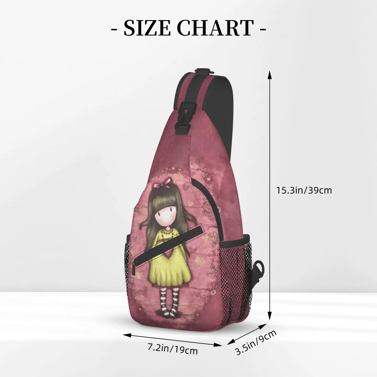 Santoro Gorjuss Boneca Crossbody Sling Sacos SmallChest Bag Art Cartoon Ombro Mochila Mochila para Caminhadas Outdoor Travel Bookbag