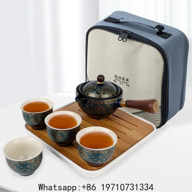 

Porcelain Tea Set Ceramic Tea Cup for Puer Flowers Exquisite Shape 360 Rotation Maker and Infuser
