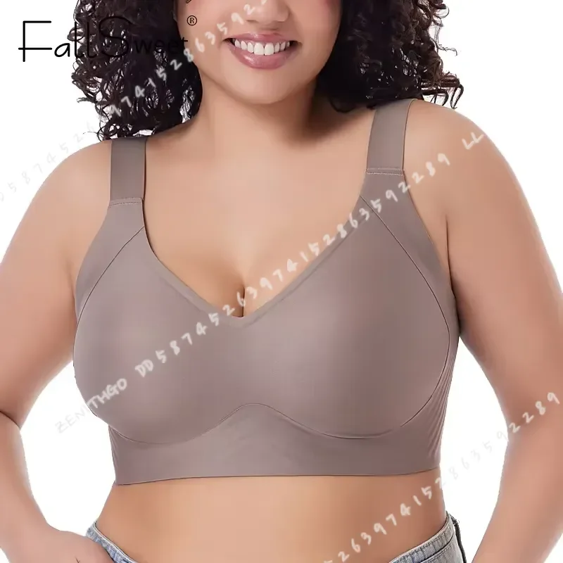 FallSweet Push Up Bra for Women Seamless Plus Size Thin Cup Wireless Bralette Brassiere M-6XL