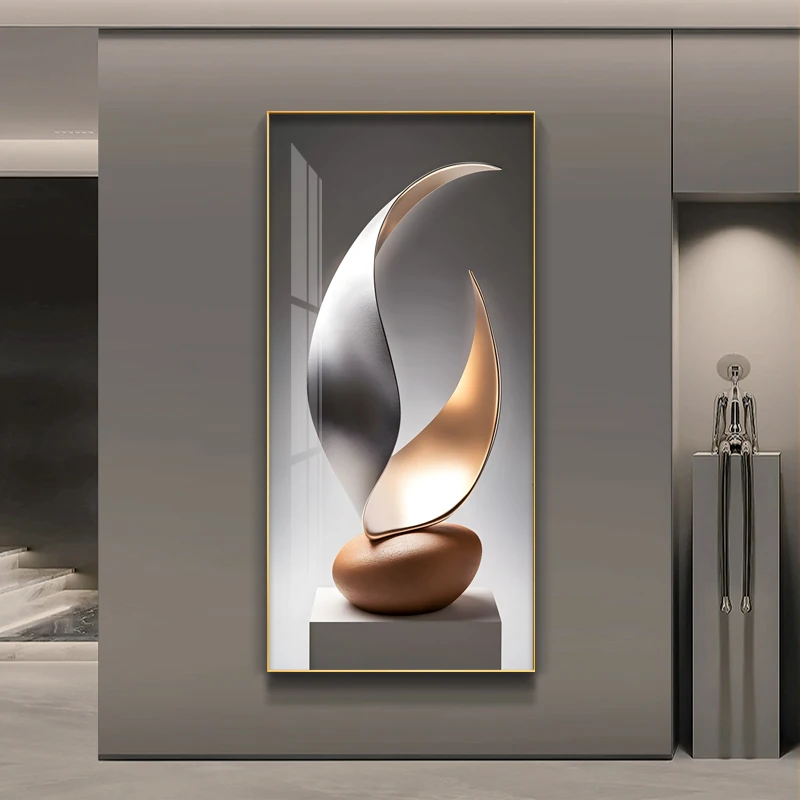 Modern Light Luxury Entrance Hall Wall Art Wind Water Rising Corridor Decorative Murals Horizontal Landscape Painting for Hallwa