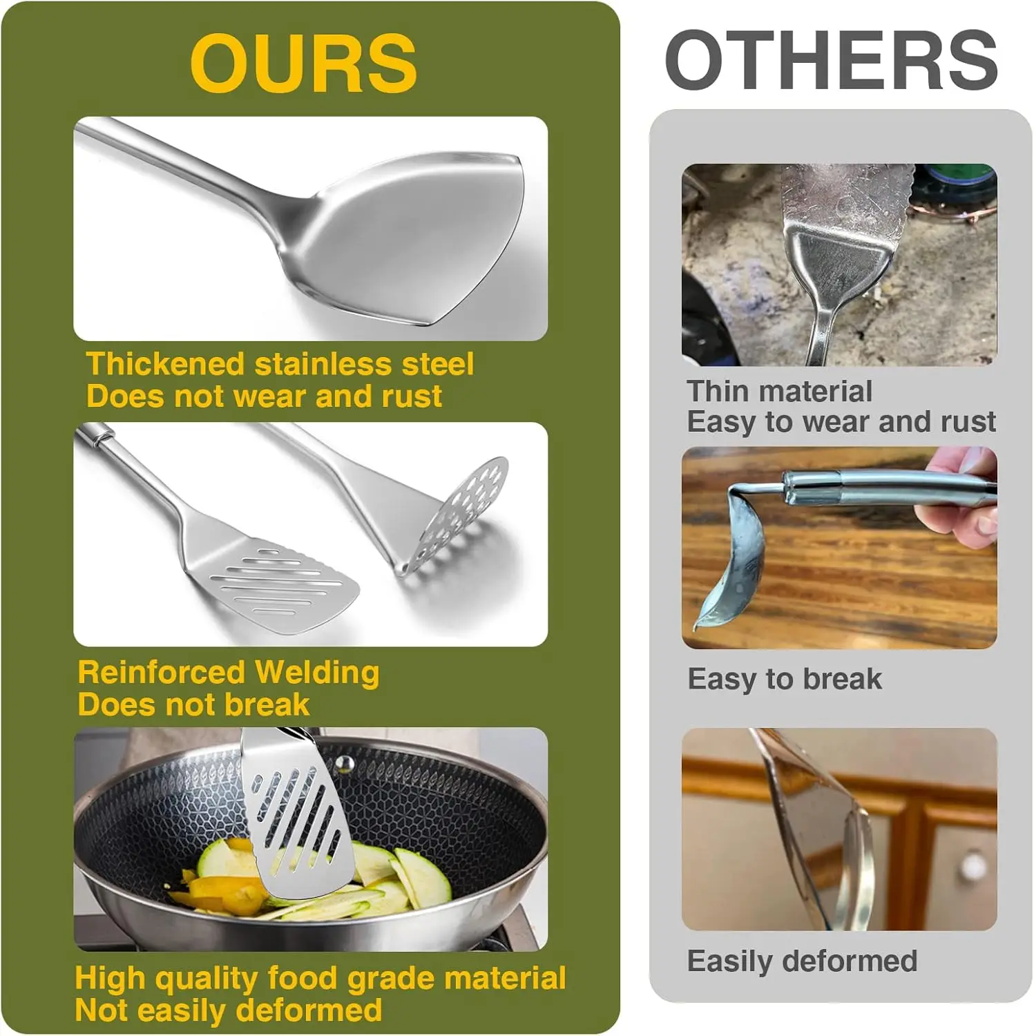 مجموعة أدوات المطبخ المصنوعة من الفولاذ المقاوم للصدأ - مجموعة إكسسوارات أواني الطبخ غير اللاصقة مكونة من 28 قطعة #4