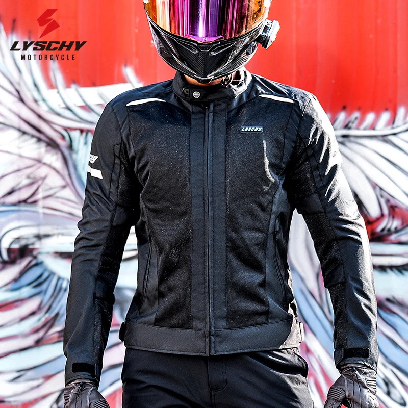 

New LYSCHY Men Summer Breathable Mesh Riding Top Cloth CE1/2 Motorcycle Protective Gear Boy Anti-fall Motocross Cycling Jacket