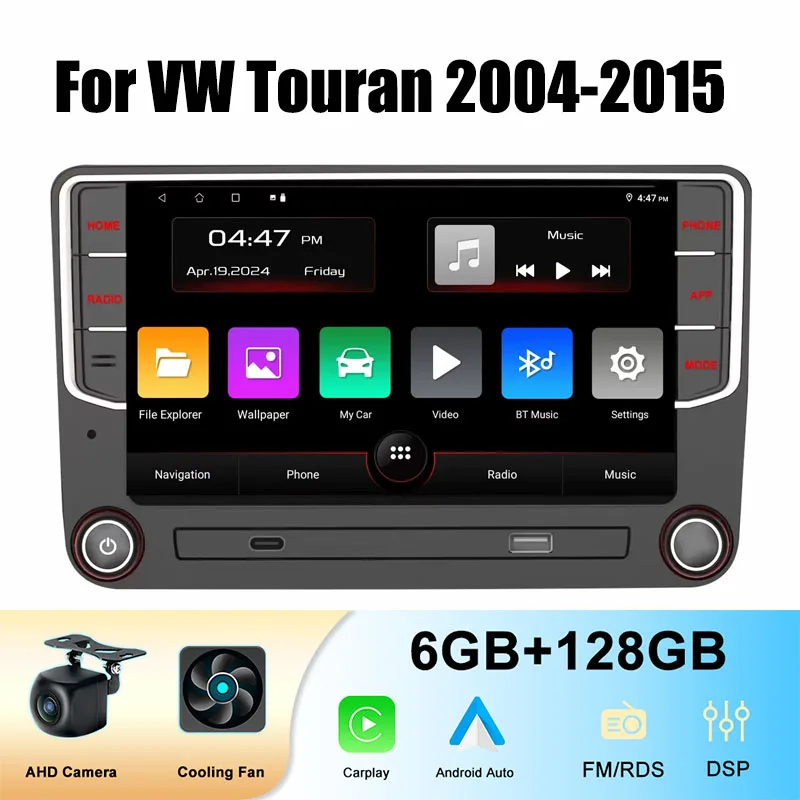 

7'' Car Stereo Radio For VW Touran 2004-2015 2din Touch Screen Wired Carplay Auto Car Multimedia Player Bluetooth FM Head Unit