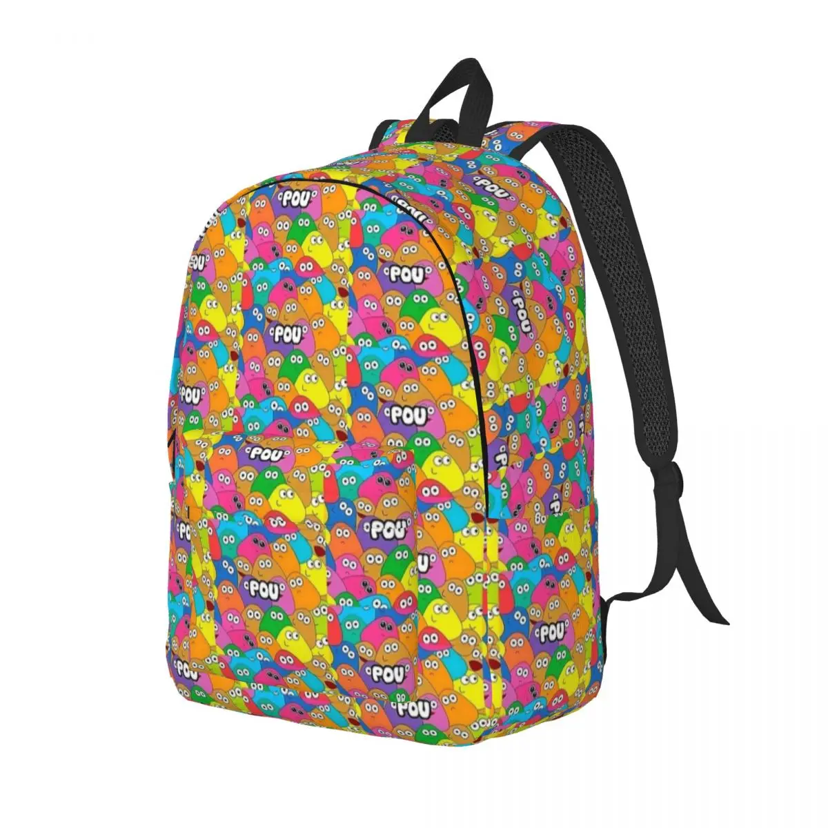 My Pet Alien Pou Backpack Elementary High College School Student Cute Cartoon Bookbag Teens Canvas Daypack Sports