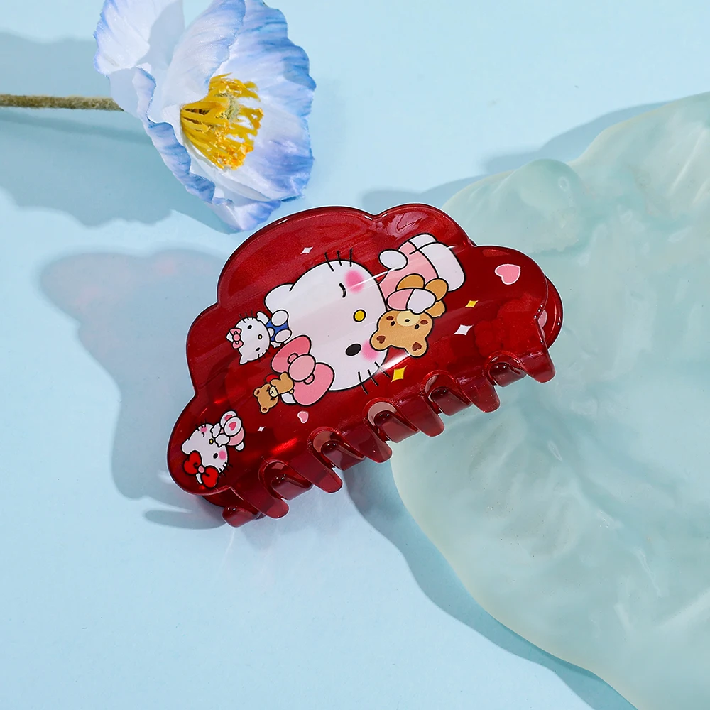 مخلب شعر هالو كيتي أحمر لطيف من سانريو، مخلب شعر متعدد الوظائف