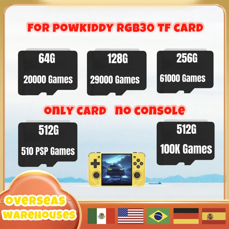 

For Powkiddy Rgb30 Tf Card Retro Handheld Game Console Preloaded Games Memory Carduniversal Built In 512g 90000+ Games 510 Psp