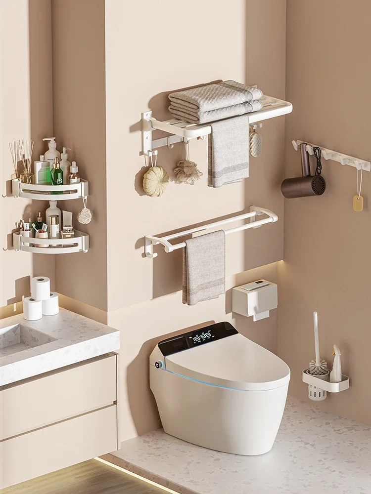 

No punching bathroom hardware pendant set bath towel rack