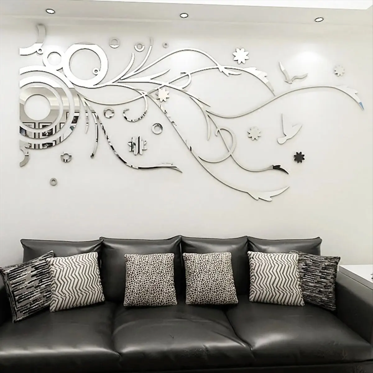 2026 Trend Wall Stickers Mirror Flower Rattan Acrylic 3D Wall Stickers Family Wall Decals Living Room Wall Decor Sticke