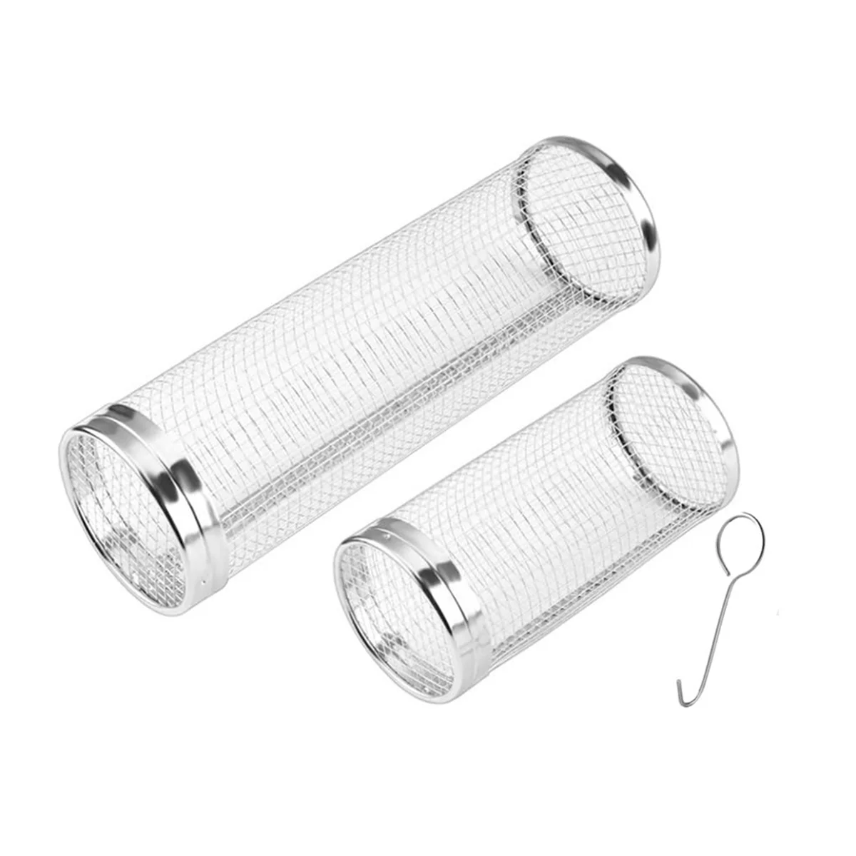 

A06T-Rolling Grill Basket, Grill Nets for Outdoor Grill Vegetable,Barbecue Stainless Steel Wire Mesh Cylinder