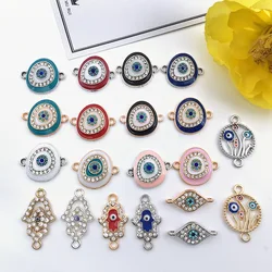 10Pcs Round Evil Eye Charms Jewelry Connector For Bracelet Necklace DIY Jewelry Making Supplies Amulet Accessories