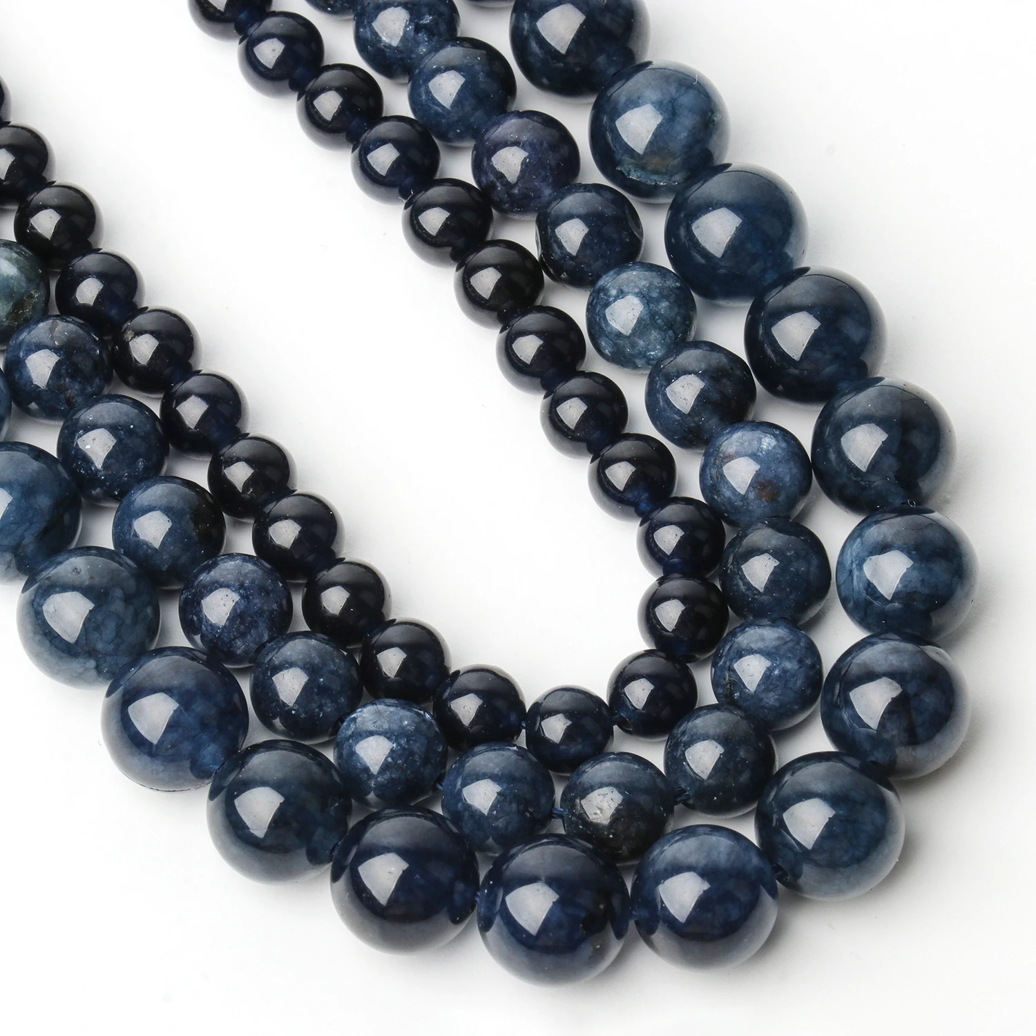 6/8/10mm Natural Stone Sapphire Color Jade Beads Blue Round Loose Beads For Jewelry Making Supplies Diy Charms Bracelets 15\'\'