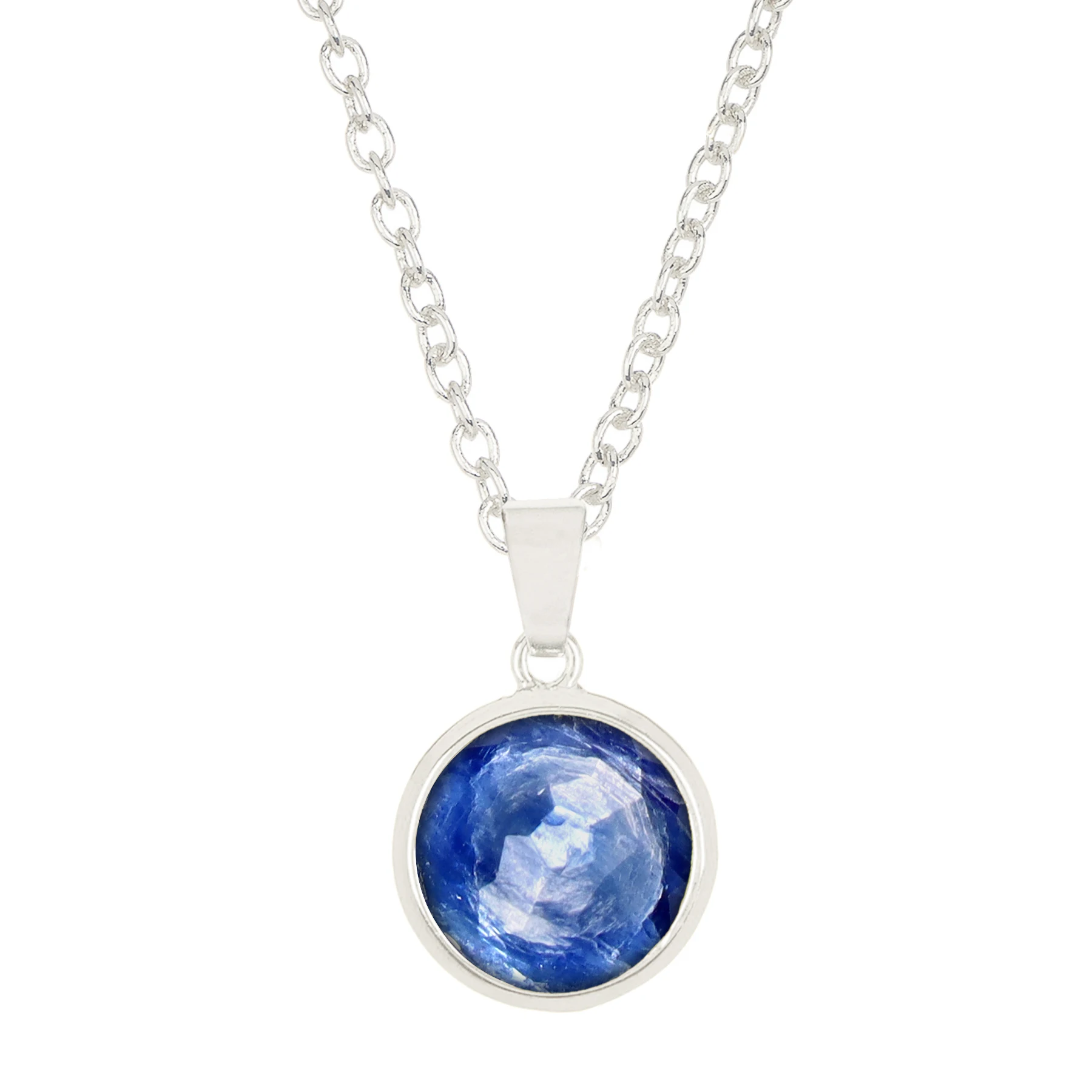 

Kyanite Gemstone Round Pendant Necklace Jewelry