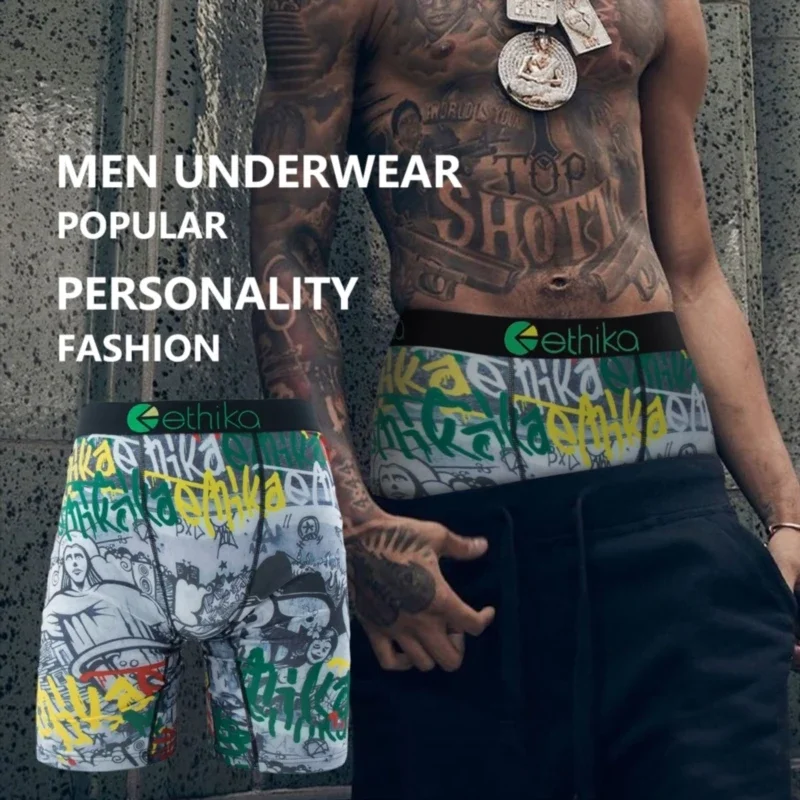 

ETHIKA Men Underwear Boxers Breathable Mesh Crotch Man Swimming Underpants Plus Size S-3XL Mens Panties Sexy Men's Boxer Briefs
