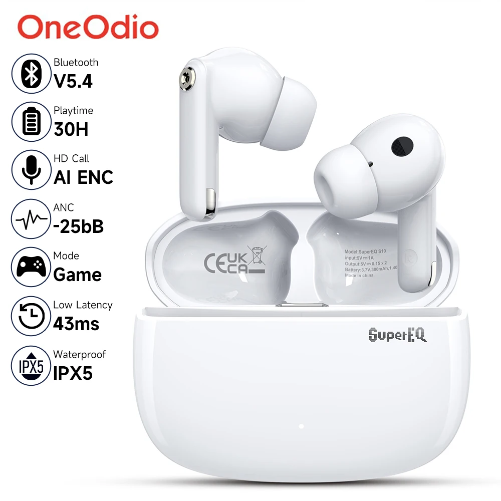 Oneodio SuperEQ S10 Bluetooth Earphones Active Noise Cancelling Wireless Earbuds With Microphone TWS Bluetooth 5.4 Headset AAC 