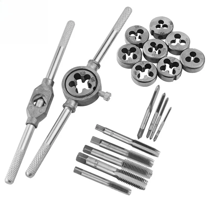 

Набор метрических плашек и метчиков (20 шт.), промышленный класс, для нарезания резьбы, с держателем для ключей, различные спецификации, высокая точность