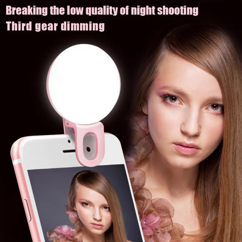 Mini Selfie Ring Light Portable Clip-on Selfie Fill Light USB Rechargeable Battery Adjustable LED Fill Light For Mobile Phone