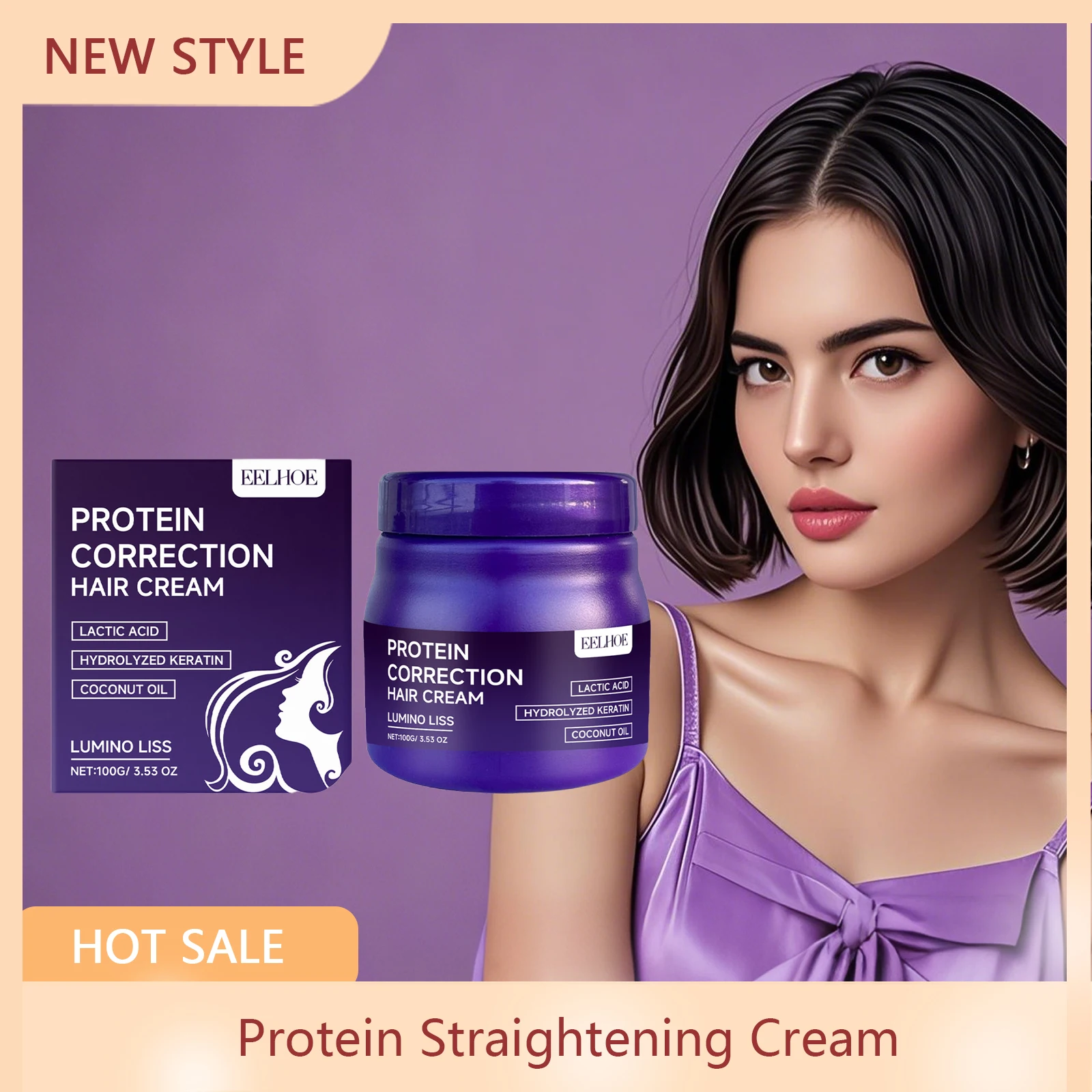 Protein Hair Straightening Cream Moisturizing Nourishing Anti-frizz Smoothing Hair Conditioning Repair Hair Free Straightening