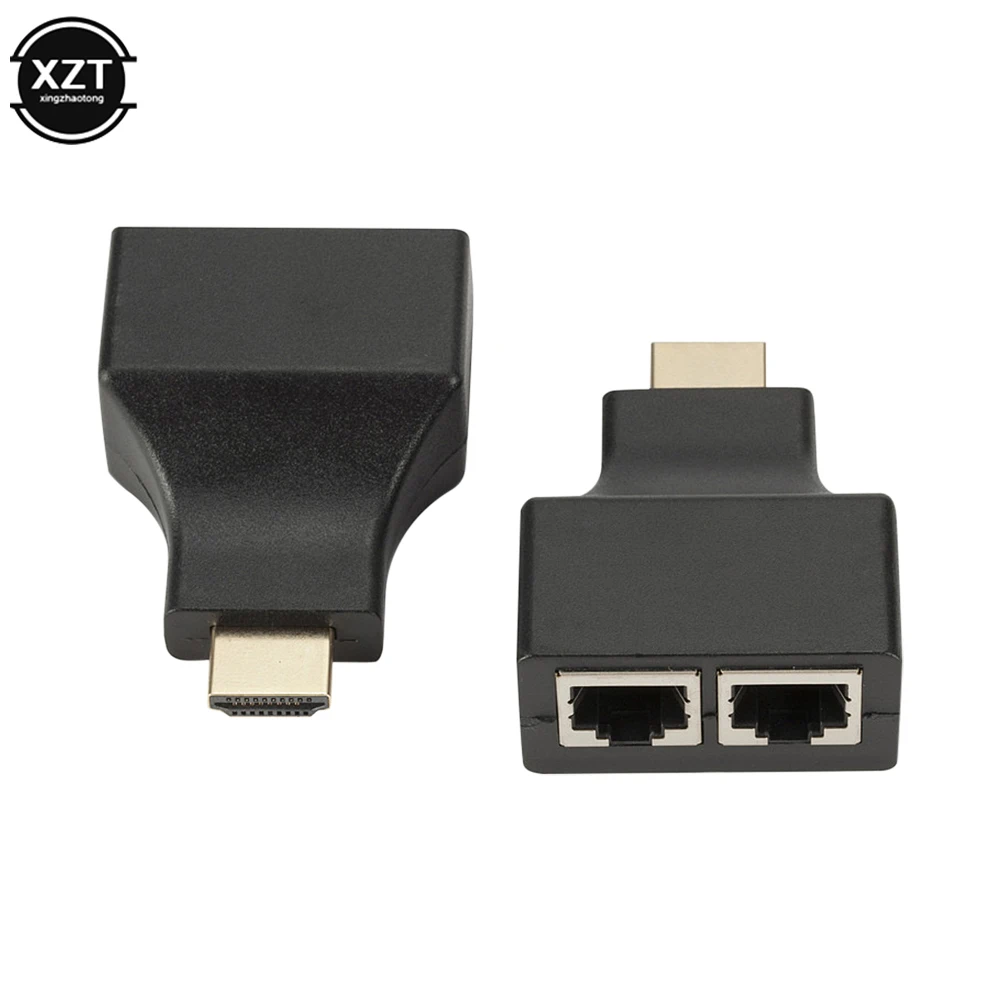 2pc 4K HDMI-Compatible Extender HDMI-Compatible Extension up to 30m CAT5e / CAT6 UTP Ethernet Cable RJ45 Ports LAN Network