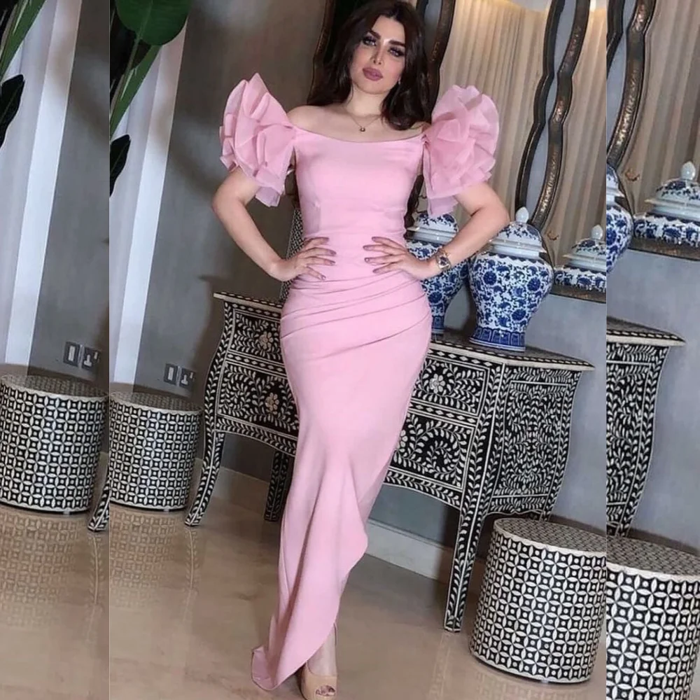 

Customized High Quality Jersey Pleat Trumpet Scoop Neck Midi Dresses Bespoke Occasion Modern Style Retro