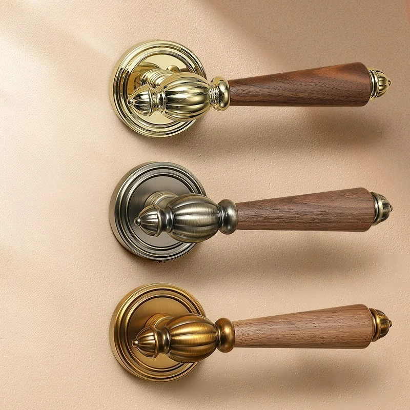 

French Style Bedroom, Indoor Home Room, Retro Split Style Wooden Door Handle, Silent/magnetic Handle Lock