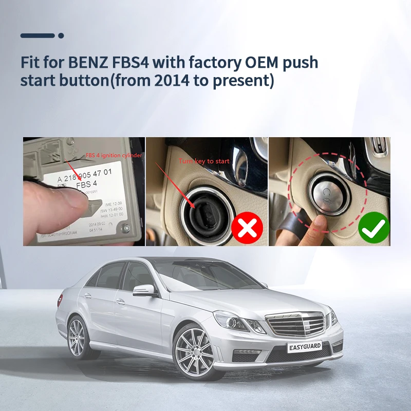 EasyGuard Smart Key PKE Kit Fit For Benz With Factory Push Start Button DC12V Trunk Release Window Roll Up&Down KeylessEntry