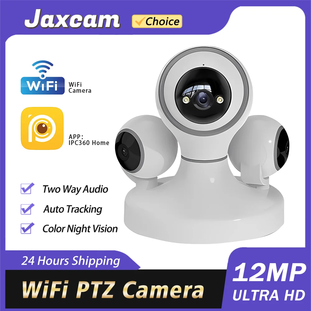 

12MP PTZ WiFi 6K Three Lens Screen Camera Intdoor Three Screens Protection Motion Detection Indoor IP CCTV Survalance Cameras