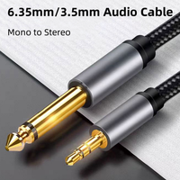 6.35mm Mono to 3.5mm Stereo 1/8 TRS to 1/4 TS Interconnect AUX Adapter Audio Cable Patch Cord for Laptop PC Guitar Bass Mixer