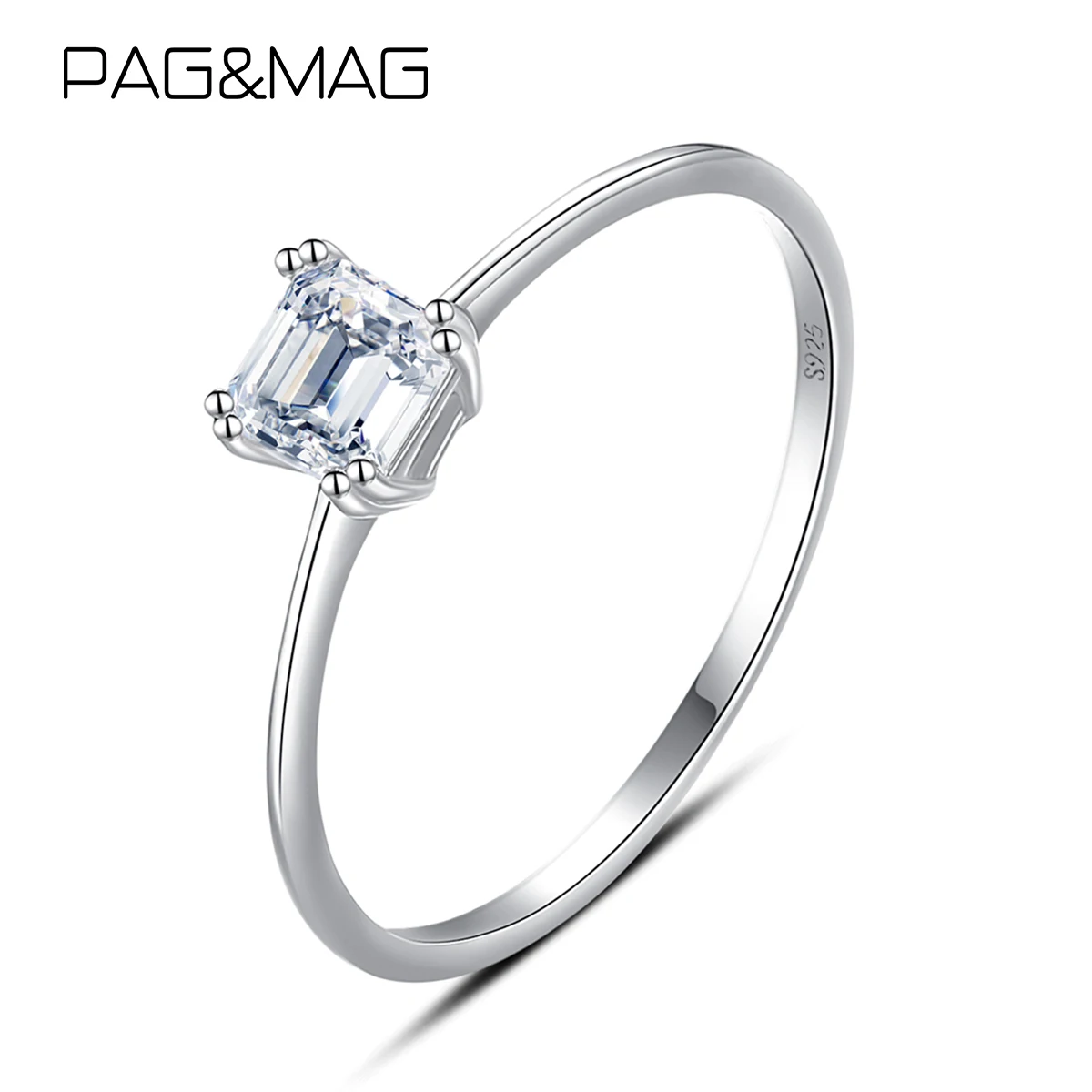 PAG&MAG 925 Sterling Silver Minimalism CZ Rings For Women Statement Wedding Band Rings Fashion Jewelry Dating Gift