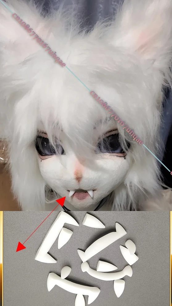 

Furry 3D Printing Kemono Fursuit Fake Teeth Cosplay Costumes Accessories 2pcs/4pcs 3D Printing Werewolf Fangs Fursuit DIY Props