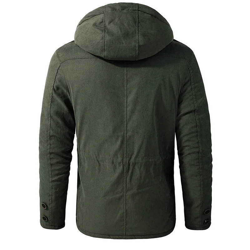 Cashmere Fleece Coats Military Outdoor Cotton-Padded Male Windbreaker Hooded Outwear Men's Thicken Parkas Warm Winter Jacket