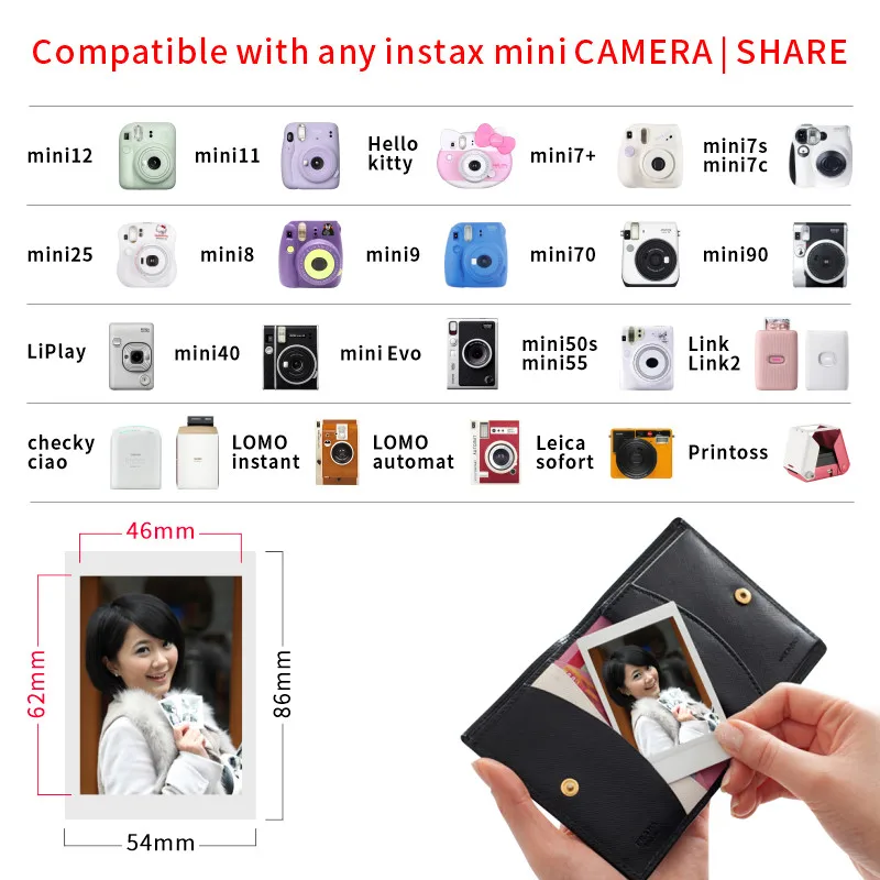 50/60 Sheets Fujifilm Instax Mini Film White Edge Instax Mini 12 11 9 8 7s 70 90 SP-2 LINk LiPlay EVO Instant Camera Film Paper