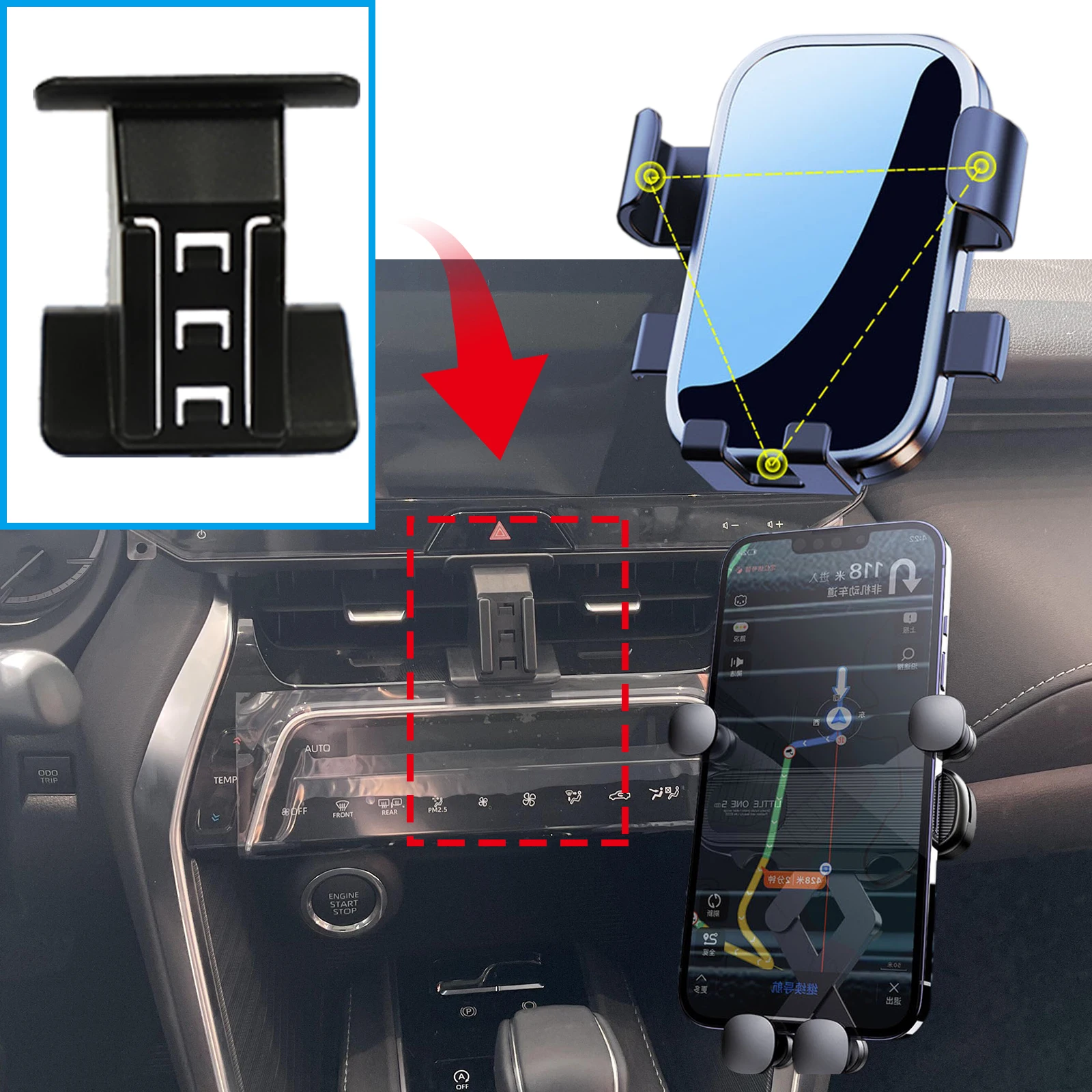 

fit for Toyota Harrier Venza 2021 2022-2024 XU80 Custom Fit Phone Holder Mount Dashboard Screen Base No Drill Car​​ accessoires