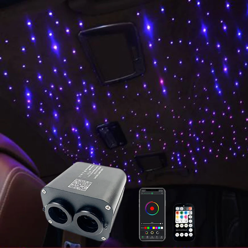 

Bicolor Fiber Optic LED lights Double Head Starry Sky Music Control Car Roof Ceiling kit Smart APP Twinkle two color lamp new