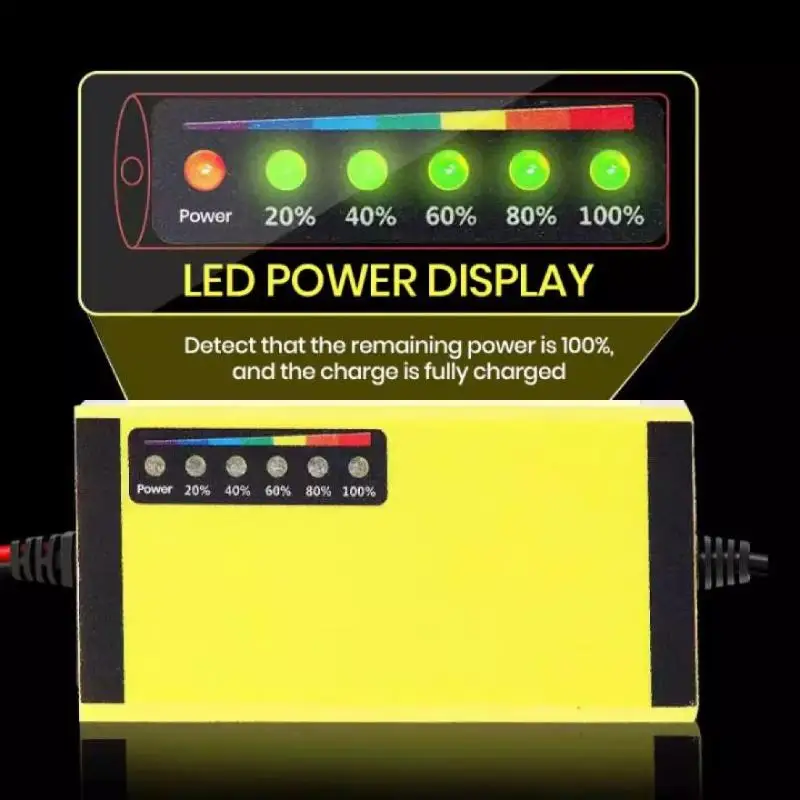 12V 4AH-20AH Car Battery Charger 220V Power Puls Repair Charger Wet Dry Lead Acid Battery LED Display Moto Truck Battery Charger