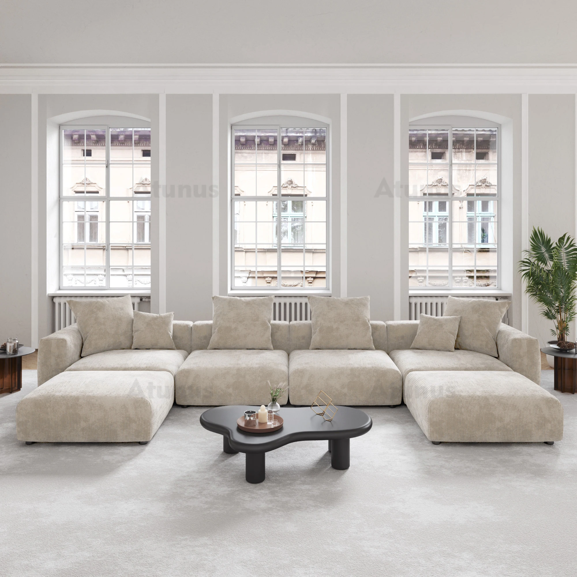 

*/Modular Sectional Sofas CORD VELOUR Large Sofa Couch Living Room Furniture Velvet Fabric Sofa Set