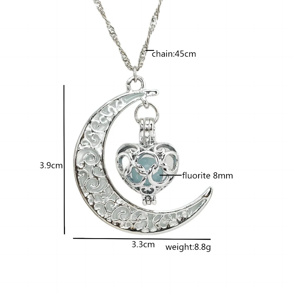 new accessories hollow luminous moon necklace, Halloween hot-selling European and American luminous pendant manufac